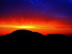 bright yellow sunset on the mountains