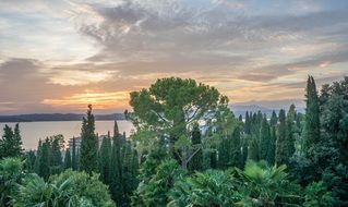 orange sunset lake garda italy