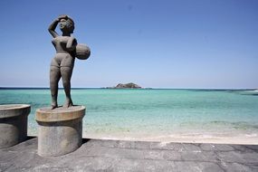 stone statue on the bathing beach