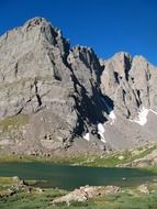 mountain lake and rocky mountains