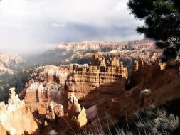 panoramic view of cliffs in bryce canyon in utah