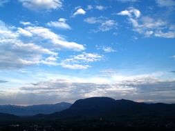 blue evening sky and mountains