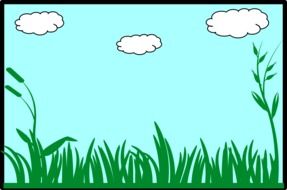 drawing with the image of a green meadow