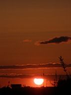 landscape of the dramatic red sunset