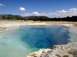 deep blue lake in Yellowstone National Park, Wyoming