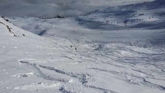 skiing on alpine mountain