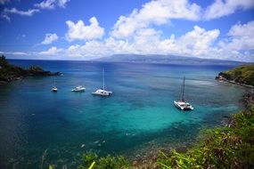 boat in a bay in hawaii