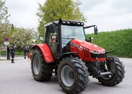 red tractor on the farm