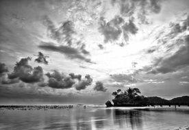 low tide at sunset