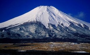 mount fuji snowy valley landscape