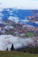 panorama of tegernsee in the clouds