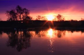 pink sunrise over the lake