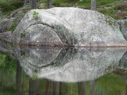 Gray granite rocks on coast, Norway