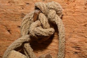Close-up of the cord bundle on wooden board