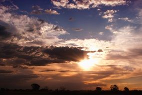 dramatic sunset in the evening