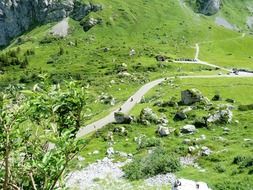 landscape of mountain pass in Switzerland in summer