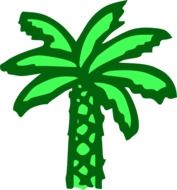 green palm tree on white background