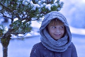 smiling girl in winter