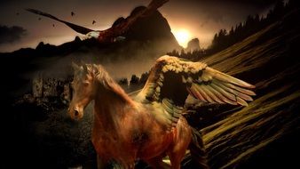 pegasus among the mystical landscape