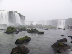 scenic iguazu falls in fog, Argentina