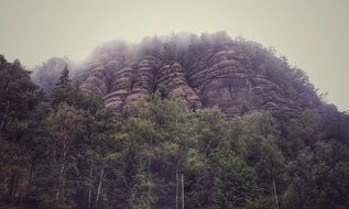 landscape of unusual mountains and forest in saxony