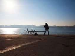 Biker near the water