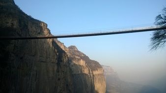 dangerous bridge over a mountain gorge