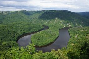 river in green forest air view landscape