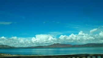 distant view of the mountains across the lake