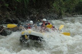 Whitewater rafting with team