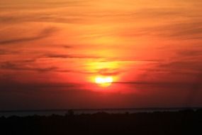 landscape of orange sunset on the sky