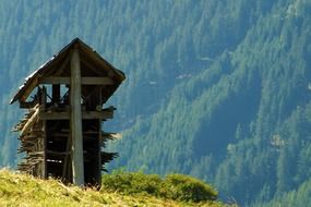 wooden construction in mountains