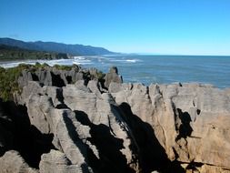 panorama of the rocky coast of New Zealand