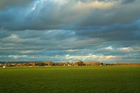 green farm field in autumn