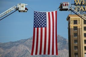 hanging of a huge american flag