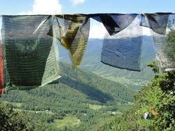 prayer flags over the mountains