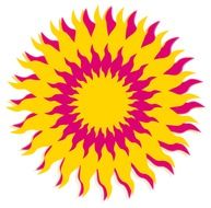 yellow-red sun on a white background