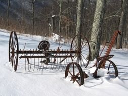 rural tools on a winter day