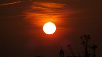 fiery big sun at sunrise