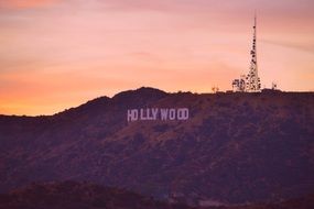 hollywood sign in landscape, usa, los angeles