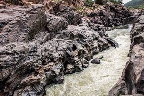 mountain river among stones in india