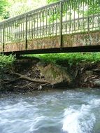 Stream under the bridge in the forest