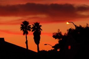red sunset with clouds view