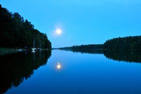 night lake with moon scenery