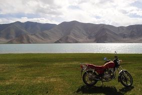 Motorbike near the lake