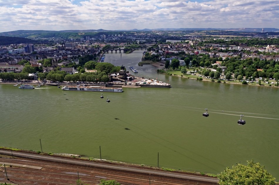 panoramic view of the rhine in koblenz