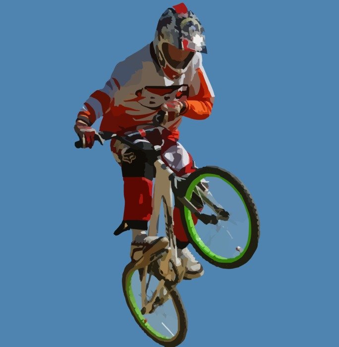 sportsman in jump on Mountain biking competition