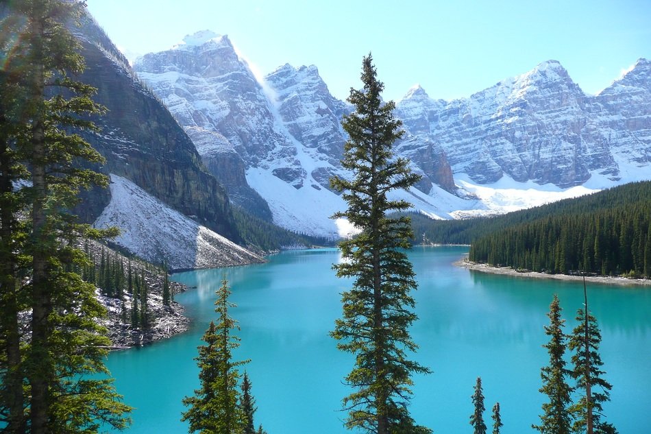 natural lake with blue water