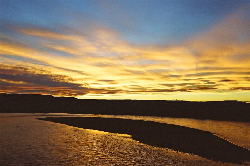 golden sunset over the island