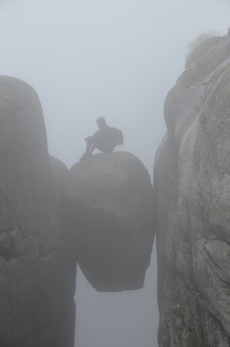 mountains in the fog in Norway